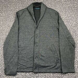 Perry Ellis Cardigan Sweater Men Medium Gray Shawl Collar Button Up M
